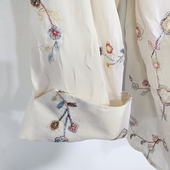 Vtg Apparenza Women 2Pc Tank Shirt M Button Floral Embroidered 3/4 Cuffed Sleeve - Picture 7 of 13